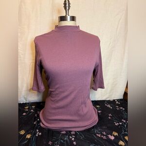 a new day Mauve Short Sleeve Mock Neck Top